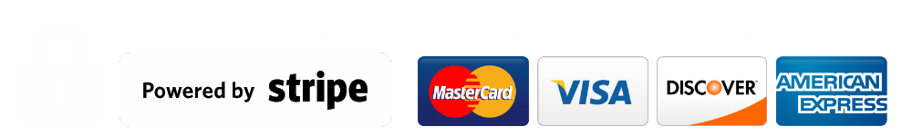 Powered by Stripe — VISA, Mastercard, Discover, American Express